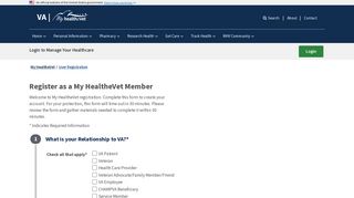 User Registration - My HealtheVet
