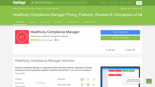 Healthicity Compliance Manager Pricing, Features, Reviews ... - GetApp