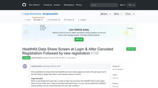 HealthKit Data Share Screen at Login & After Canceled Registration ...