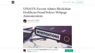 UPDATE: Factom Admits Blockchain Healthcare Fraud Deletes ...