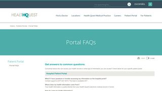 Health Quest | Portal FAQs