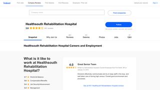 Healthsouth Rehabilitation Hospital Careers and Employment | Indeed ...
