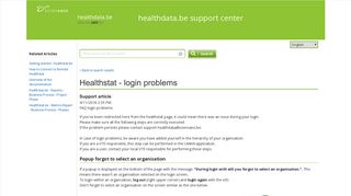 Support Article: Healthstat - login problems