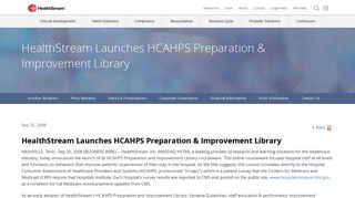 HealthStream Launches HCAHPS Preparation & Improvement Library ...