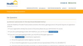 Frequently Asked Questions - the Provider Portal - HealthSun Health ...