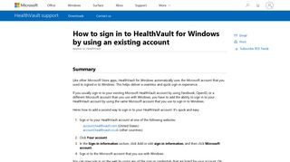 How to sign in to HealthVault for Windows by using an existing account