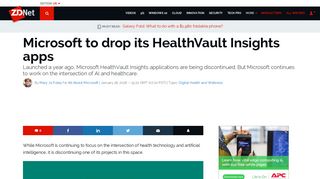 Microsoft to drop its HealthVault Insights apps | ZDNet