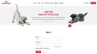 Sign in - Healthy Pets Club - Royal Canin - Royal Canin Promotions
