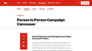 Person to Person Campaign Canvasser | Heart and Stroke Foundation