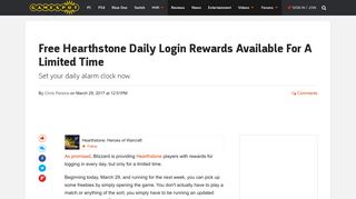 Free Hearthstone Daily Login Rewards Available For A Limited Time ...