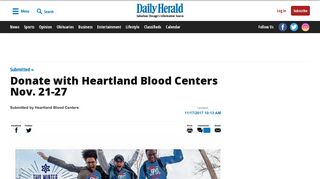 Donate with Heartland Blood Centers Nov. 21-27 - Daily Herald