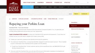 Perkins Loan Repayment · University of Puget Sound