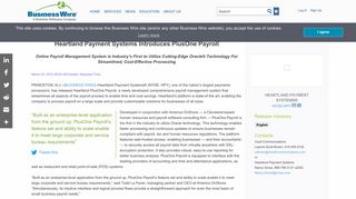 Heartland Payment Systems Introduces PlusOne Payroll | Business Wire