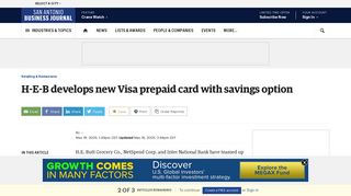 H-E-B develops new Visa prepaid card with savings option - San ...