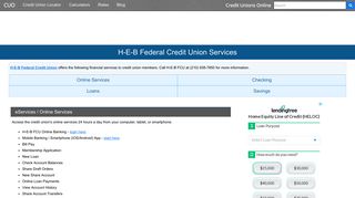 H-E-B Federal Credit Union Services: Savings, Checking, Loans