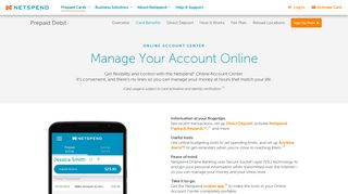 Online Prepaid Account Center | Netspend Prepaid Debit Card