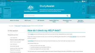 How do I check my HELP debt? | StudyAssist