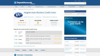 Heights Auto Workers Credit Union Reviews and Rates - Illinois