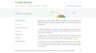 Helion Research - Mystery Shopping