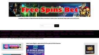 Hello Casino (login & registration) 50 free spins & €500 in bonuses