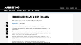HelloFresh brings meal kits to Canada | Marketing Magazine