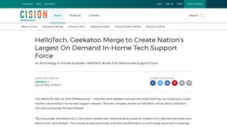 HelloTech, Geekatoo Merge to Create Nation's Largest On Demand In ...