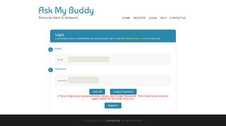 Ask My Buddy, Personal Alert Network Login Page