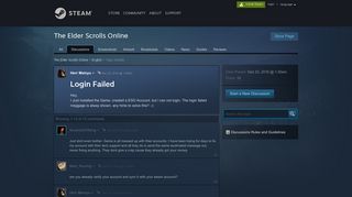 Login Failed :: The Elder Scrolls Online English - Steam Community