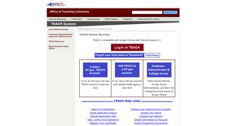 TEACH Resources: TEACH System :OTI:NYSED