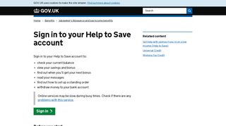 Sign in to your Help to Save account - GOV.UK