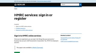 HMRC services: sign in or register - GOV.UK