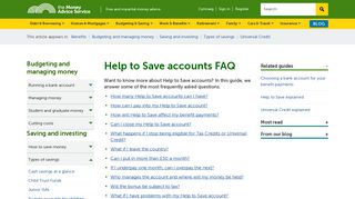 Help to Save accounts FAQ - Money Advice Service