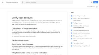 Verify your account - Google Account Help - Google Support