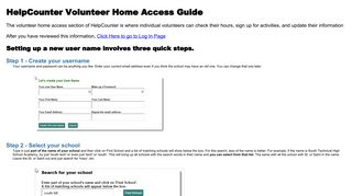 HelpCounter Volunteer Home Access Help