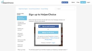 Sign up to HelperChoice – HelperChoice Support
