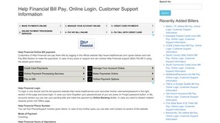 Help Financial Bill Pay, Online Login, Customer Support Information