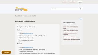 Help Math: Getting Started – Sunburst Support