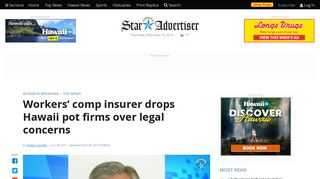 Workers' comp insurer drops Hawaii pot firms over legal concerns