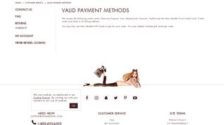 Valid Payment Methods - Henri Bendel