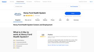 Henry Ford Health System Careers and Employment | Indeed.com