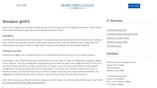 Wireless @HFC - HFC Portal - Henry Ford College