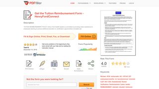 Fillable Online Tuition Reimbursement Form - HenryFordConnect Fax ...