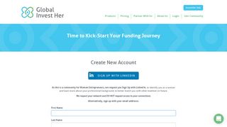 Sign Up | Global Invest Her - Create Your Free Account
