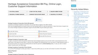 Heritage Acceptance Corporation Bill Pay, Online Login, Customer ...
