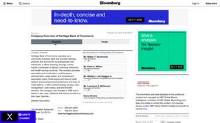 Heritage Bank of Commerce: Private Company Information - Bloomberg
