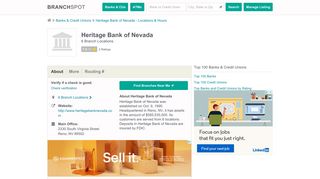 Heritage Bank of Nevada - 6 Locations, Hours, Phone Numbers …
