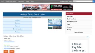 Heritage Family Credit Union - Rutland, VT - Credit Unions Online
