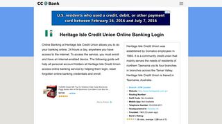 Heritage Isle Credit Union Online Banking Login - CC Bank