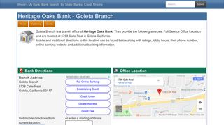 Heritage Oaks Bank in Goleta California - 5738 Calle Real Hours and ...