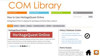 Home - How to Use HeritageQuest Online - LibGuides at COM Library